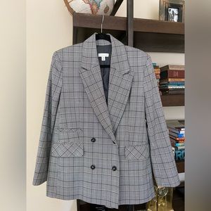 Topshop plaid double breasted blazer lined